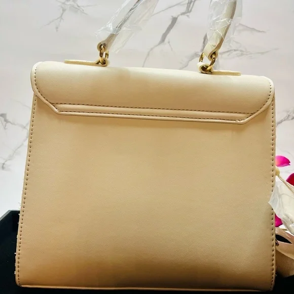 Valentino Orlandi Vegan Leather Handbag Set – Taupe with Gold Accents (NWT) - Picture 11 of 12